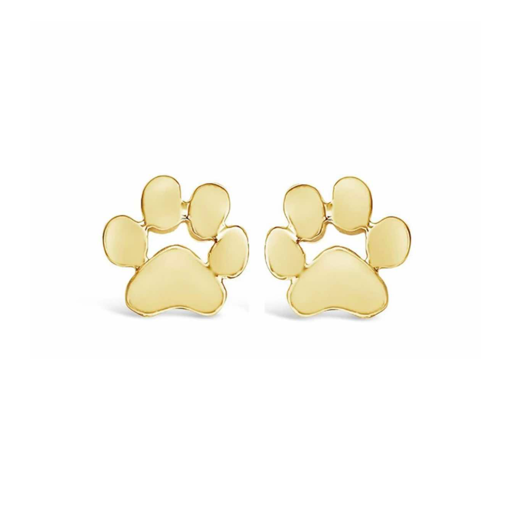 GoldenPaw Paw Print Stud Earrings for Pet Lovers Gold