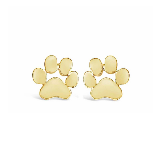 GoldenPaw Paw Print Stud Earrings for Pet Lovers Gold