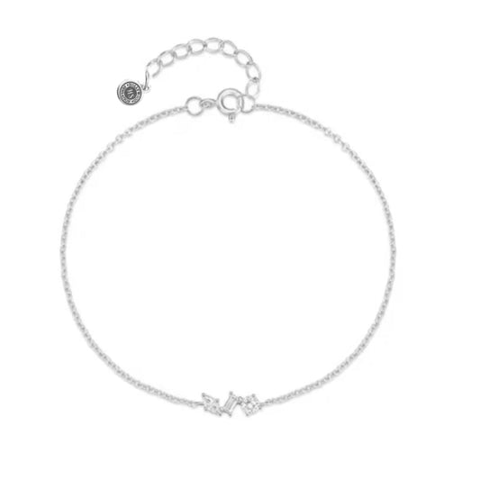 Silvana Chain Link Bracelet with Round, Pear, and Emerald Cut Cubic Zirconia Stones Silver