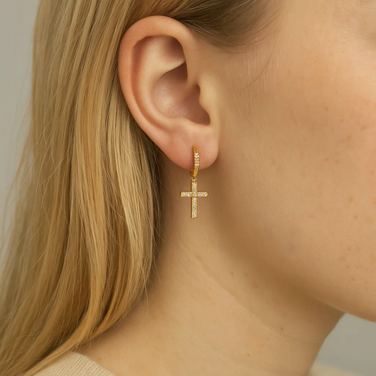 Cross Dangle Earrings with AAAAA Cubic Zirconia