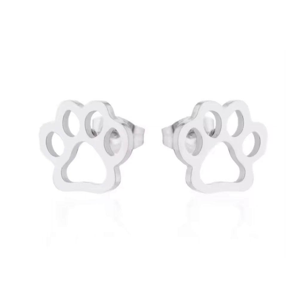 CharmedPaw Paw Print Stud Earrings Silver
