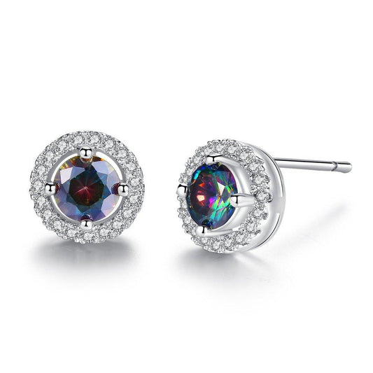 Crystal Halo Topaz Stud Earrings Default Title