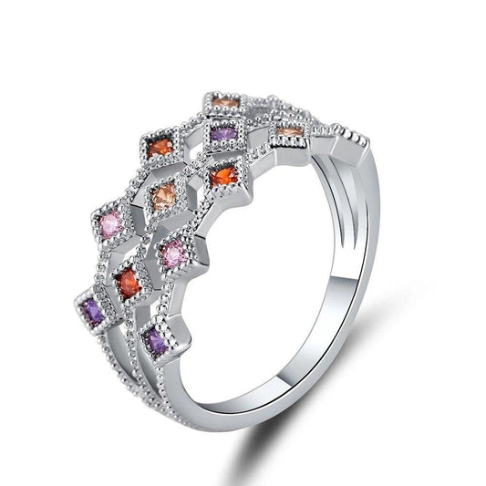 Cubic Zirconia Multicolor Ring 8