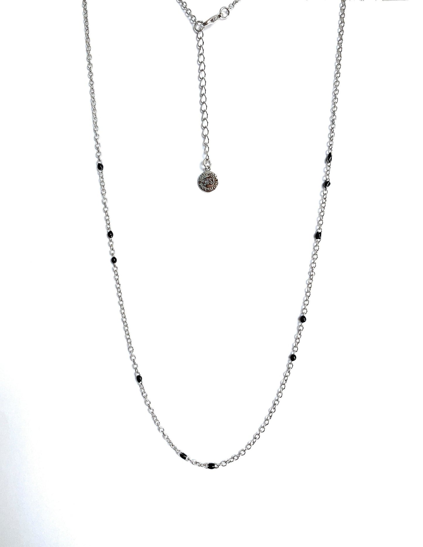 Dainty Black Onyx Beaded Link Necklace