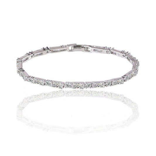 Dainty Cubic Zirconia Tennis Bracelet with Emerald and Round Cut AAA+ Cubic Zirconia