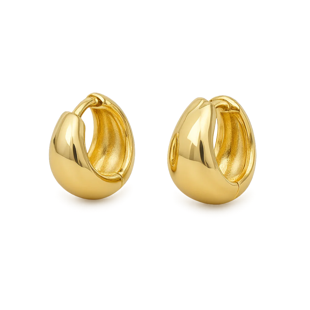 Elena Bold Dome Huggie Hoop Earrings – Gold or Silver