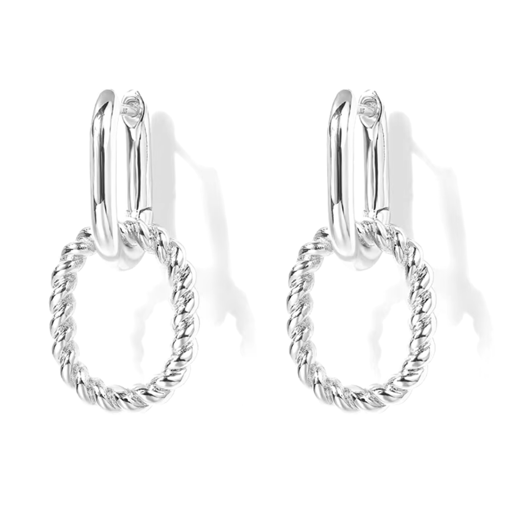 Elegant Link Drop Earrings Silver