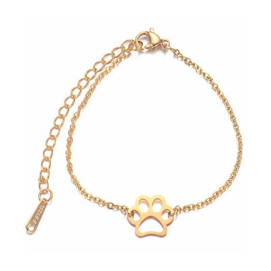 EternalPrint Link Chain Paw Print Charm Bracelet Gold