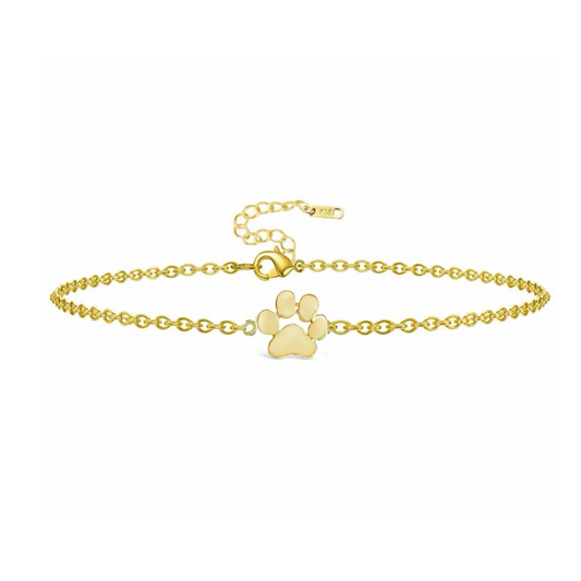 Fureverly Single Paw Print Link Chain Bracelet Gold