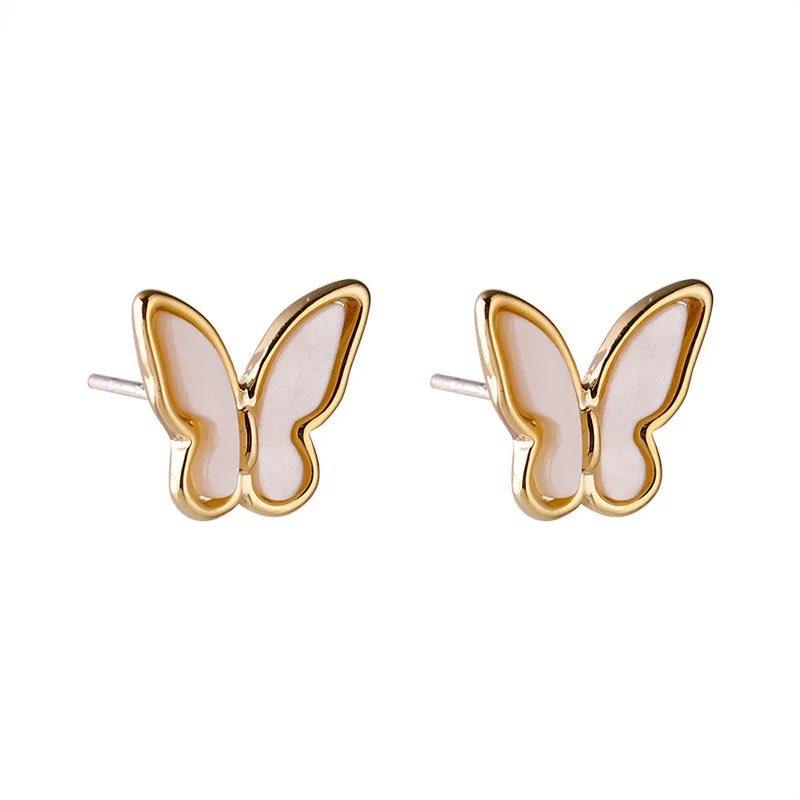 Butterfly Stud Earrings Featuring Mother of Pearl Inlay