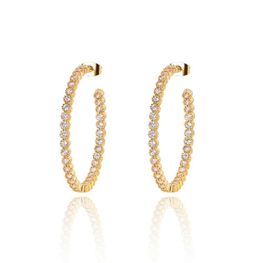 Crystal Hoop Earrings Gold