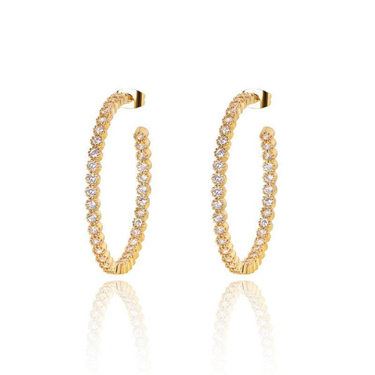 Cubic Zirconia Hoop Earrings Gold