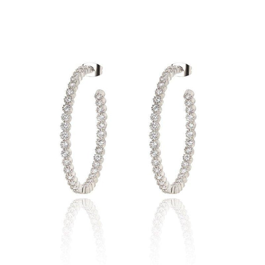 Cubic Zirconia Hoop Earrings Silver