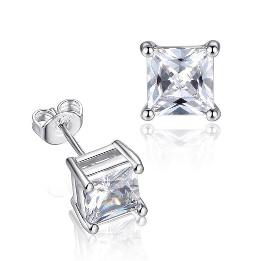 Half Carat Princess Cut Cubic Zirconia Stud Earrings Default Title
