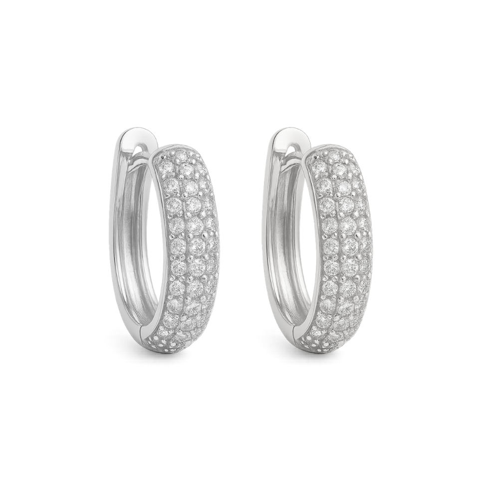 Nadia Pavé Huggie Hoop Earrings – Gold or Silver