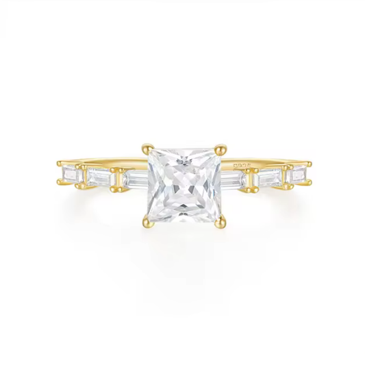 Lumina Luxurious Ring with Princess-Cut AAAAA Cubic Zirconia 8