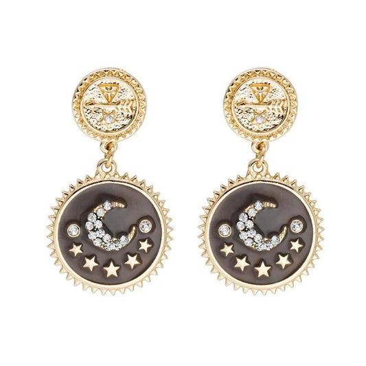 Moon and Star Dangle Earrings