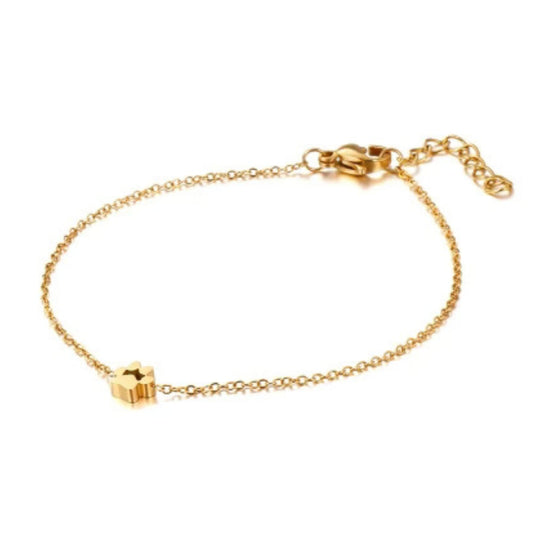 Pawfect Minimalist Mini Paw Charm Bracelet Adjustable Gold