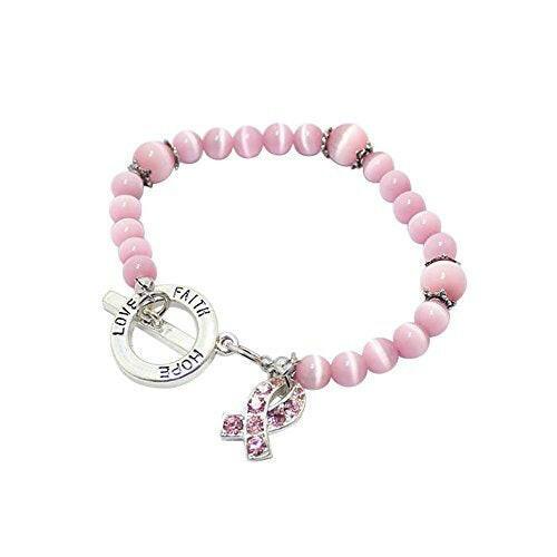 Pink Cat Eye Cancer Bracelet | Together we can find a cure Pink Cat Eye Cancer Bracelet