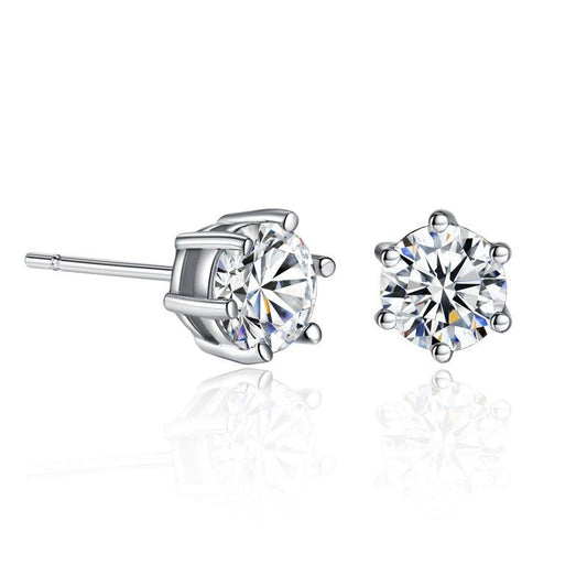 Round Cut Cubic Zirconia Stud Earrings Default Title