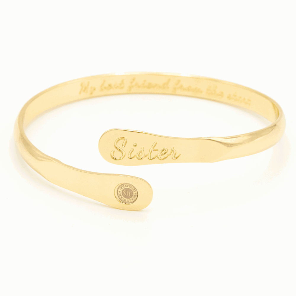 Sister Bracelets, Engraved Bracelets My best friend from the start Gold