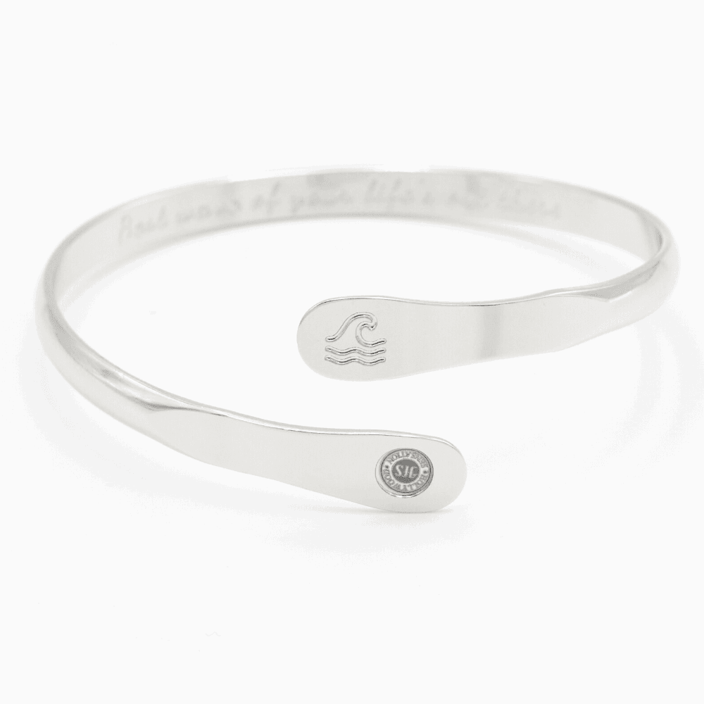 Engraved Wave Bracelets, Surfers Bracelets, Ocean Bracelets, Engraved Best wave of your life's out there Bracelets Silver