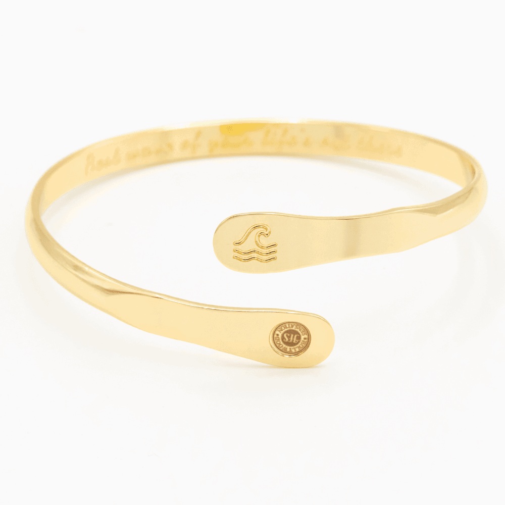 Engraved Wave Bracelets, Surfers Bracelets, Ocean Bracelets, Engraved Best wave of your life's out there Bracelets Gold