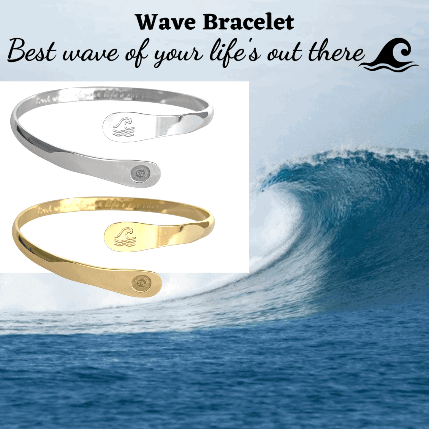 Engraved Wave Bracelets, Surfers Bracelets, Ocean Bracelets, Engraved Best wave of your life's out there Bracelets