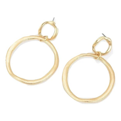 Silver Double Hoop Dangle Earrings-Hollywood Sensation®