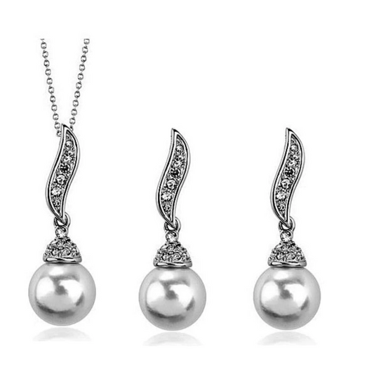 Pearl Drop Necklace and Earring Set-Pearl Necklace and Earring Set-Hollywood Sensation®
