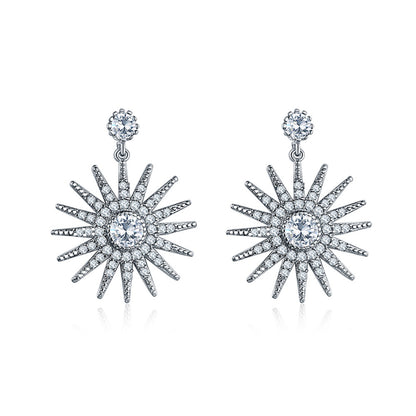 Star Dangle Earrings with White Diamond  Cubic Zirconia-Hollywood Sensation®