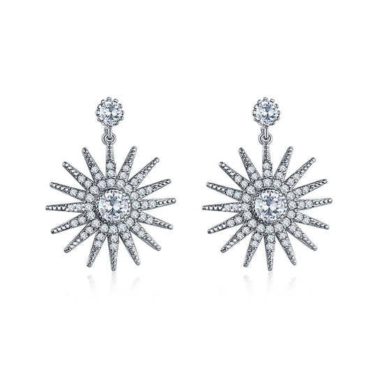 Star Dangle Earrings with White Diamond  Cubic Zirconia-Hollywood Sensation®