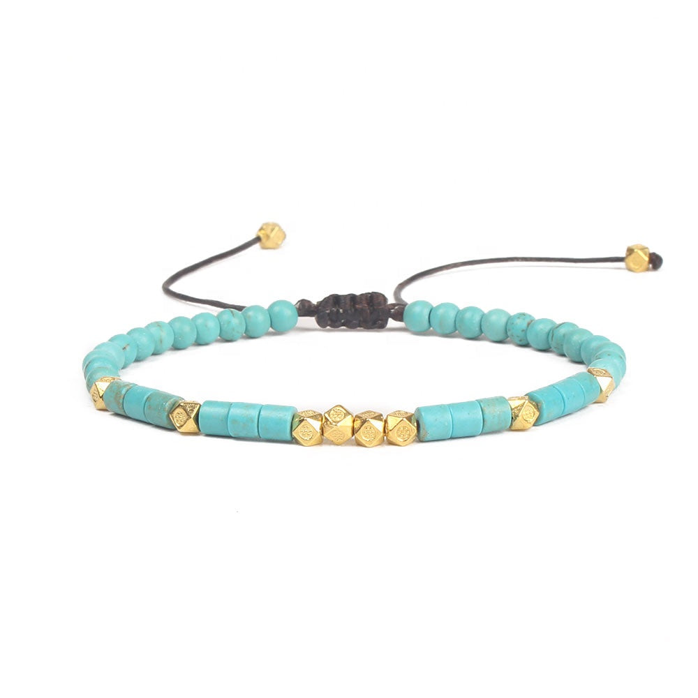 Silver Friendship Bracelet Handwoven with Turquoise Beads-Hollywood Sensation®