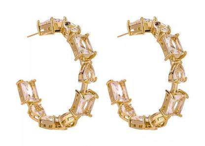 Gold Crystal Hoop Earrings for Women in Gold - Hollywood Sensation®