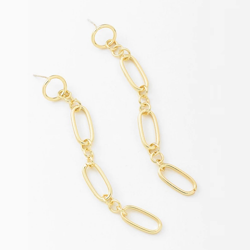 Gold Oval Link Dangle Earrings for Women - Hollywood Sensation®