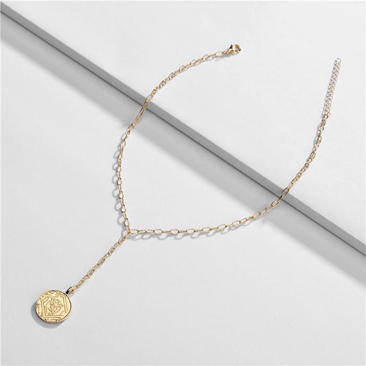 Lariat Necklace with Gold Coin Pendant Necklace for Women - Hollywood Sensation®