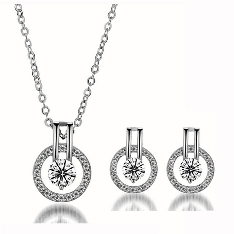 Cubic Zirconia Necklace and Earring Set for Women-Hollywood Sensation®