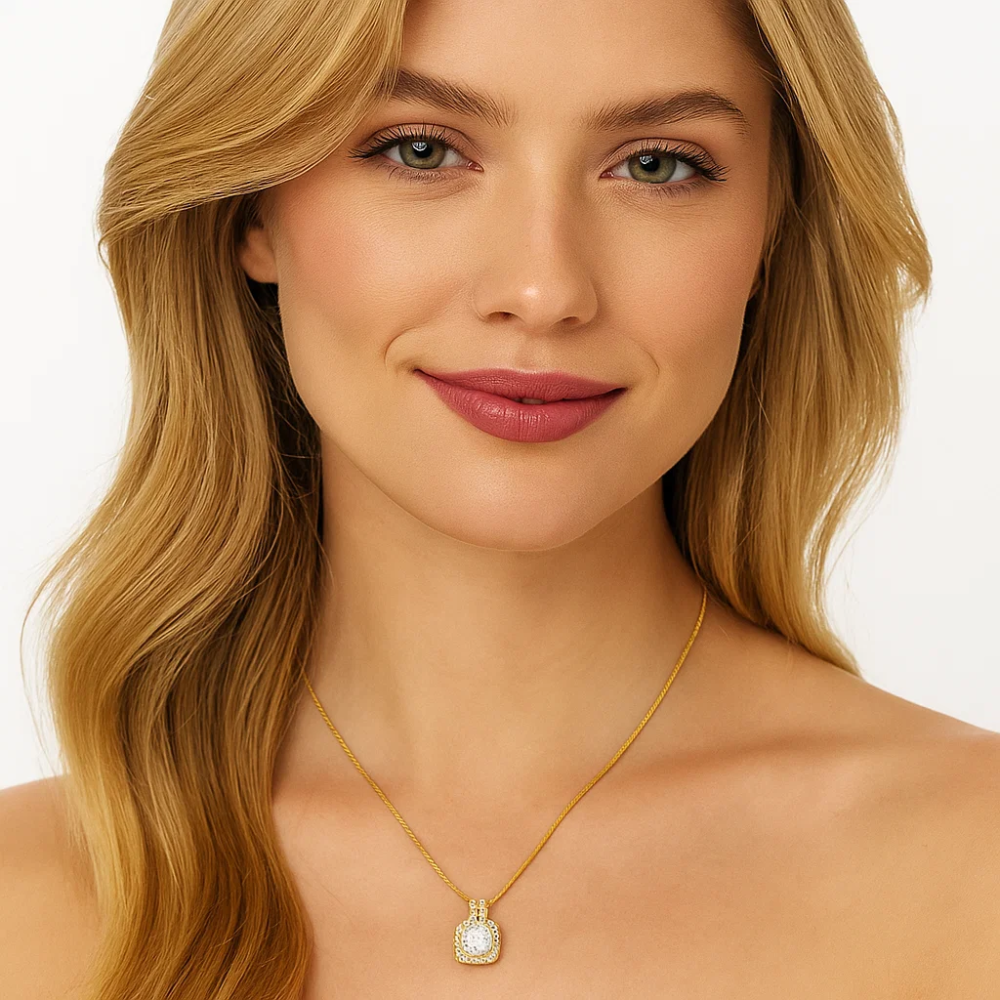 Ariana Gold Halo Necklace and Stud Earring Set