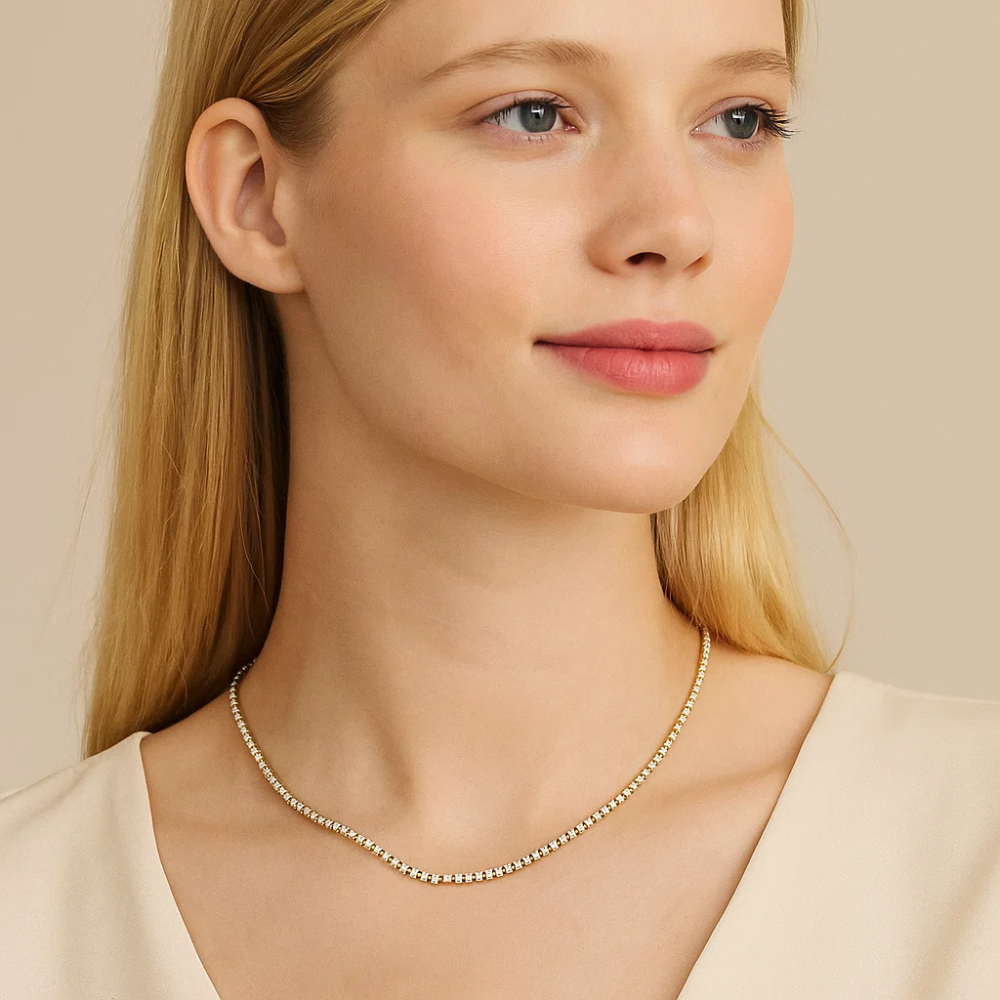 Moonlit Tennis Necklace with AAAAA Cubic Zirconia