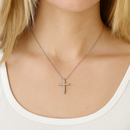 Timeless Grace CZ Cross Pendant Necklace