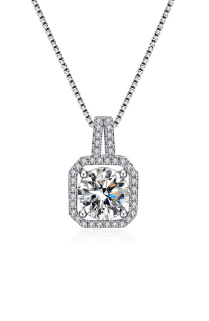 Two Carat Halo Cubic Zirconia Pendant Necklace