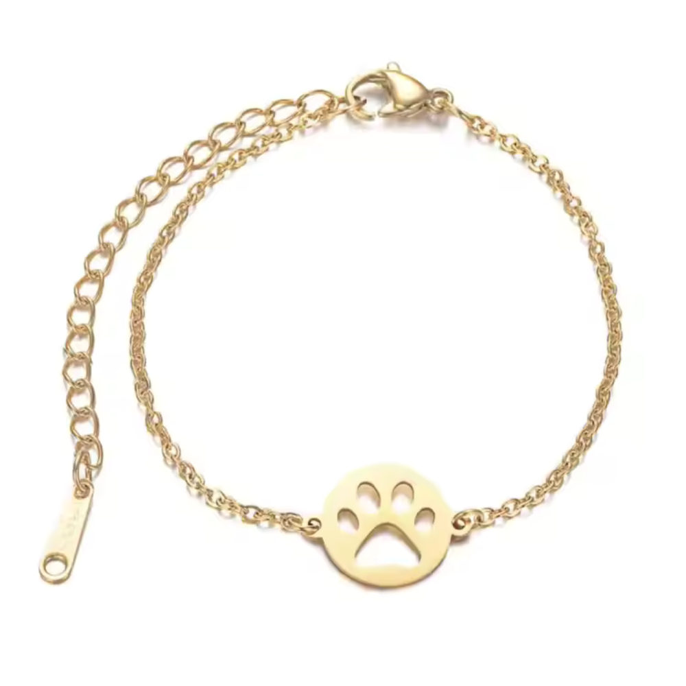 LoveyPaws Link Charm Paw Print Bracelet Gold
