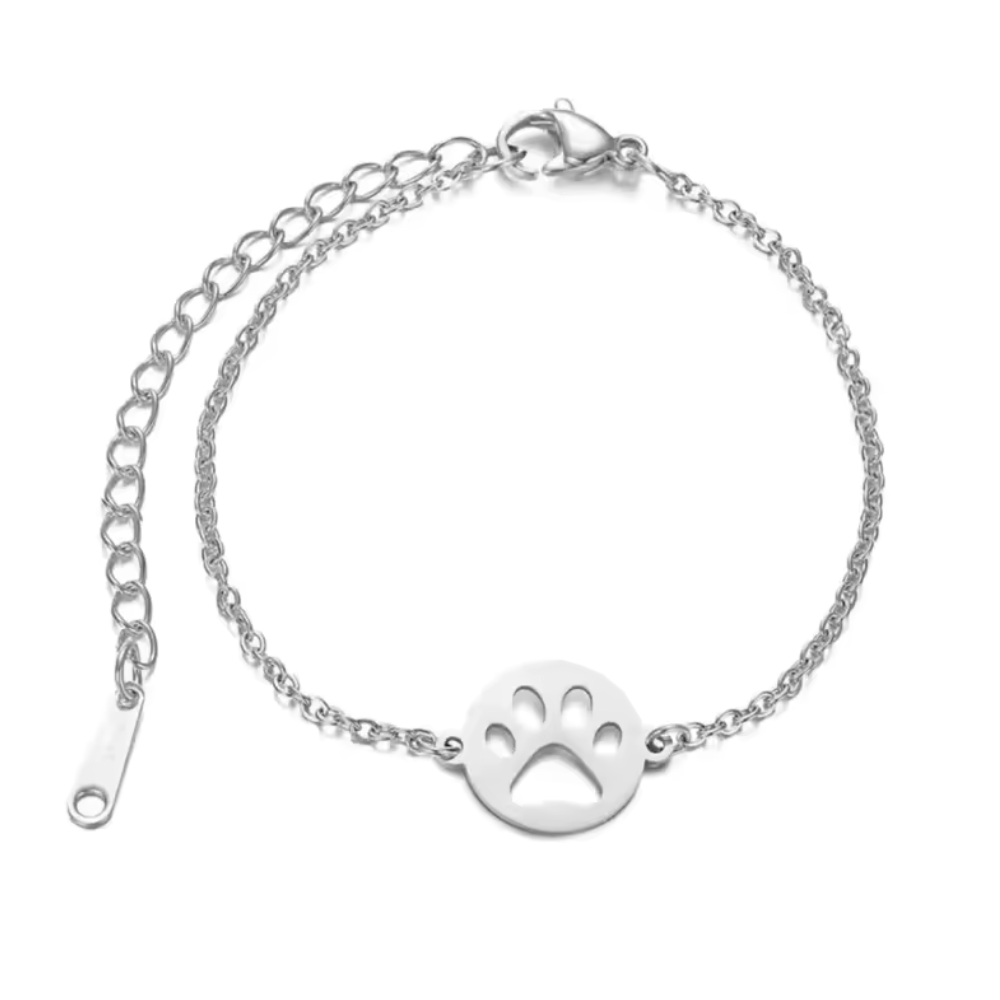LoveyPaws Link Charm Paw Print Bracelet Silver