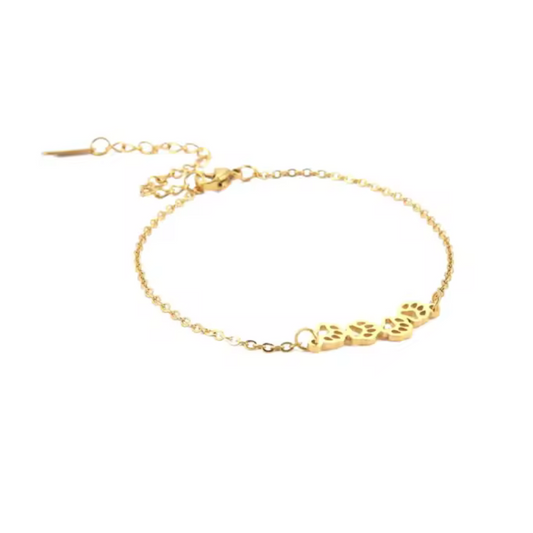 Pawsy Daisy Paw Print Link Chain Bracelet Gold
