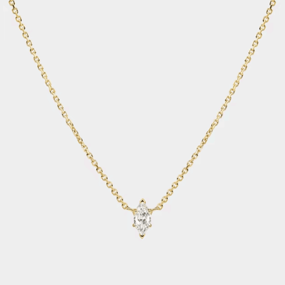 Moonbeam Dainty Cable Chain Necklace with Marquise-Cut Cubic Zirconia Pendant