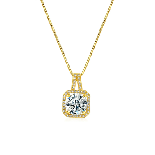 Elena Halo Pendant Necklace – Gold & White Gold Plated
