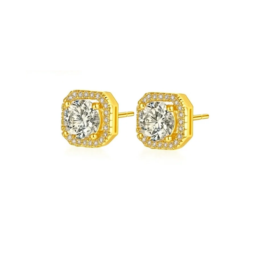 Serena Halo Stud Earrings – Gold & White Gold Plated