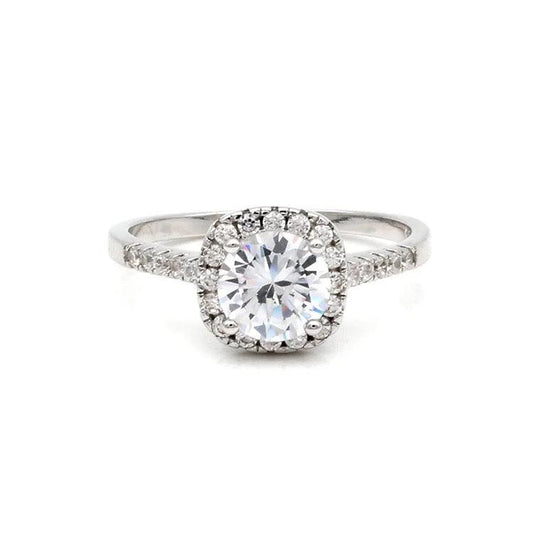 5/8 CTW Brilliance: AAA+ Round Cubic Zirconia Halo Adjustable Ring
