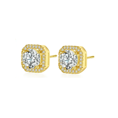 Ariana Gold Halo Necklace and Stud Earring Set