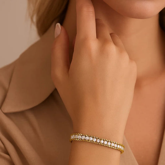 Gold Plated CZ Tennis Chain Bracelet